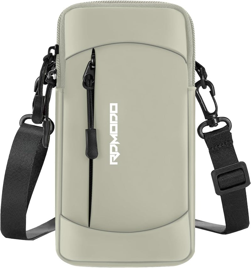 RDMODO Phone Holder for Running, Waterproof Armband with Crossbody Strap, Lightweight Running Armband Phone Holder, Adjustable Elastic Running Band for iPhone Samsung 7.5 Inch (Crossbody Bag Khaki) - Image 1